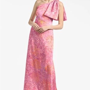 Sachin + Babi Chelsea One Shouldered Gown Pink and Orange Plus Size